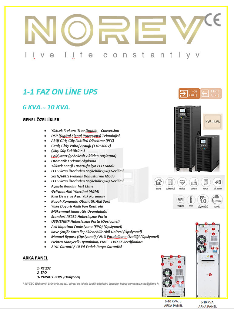 MYON SERİSİ 1-1 6-10 KVA